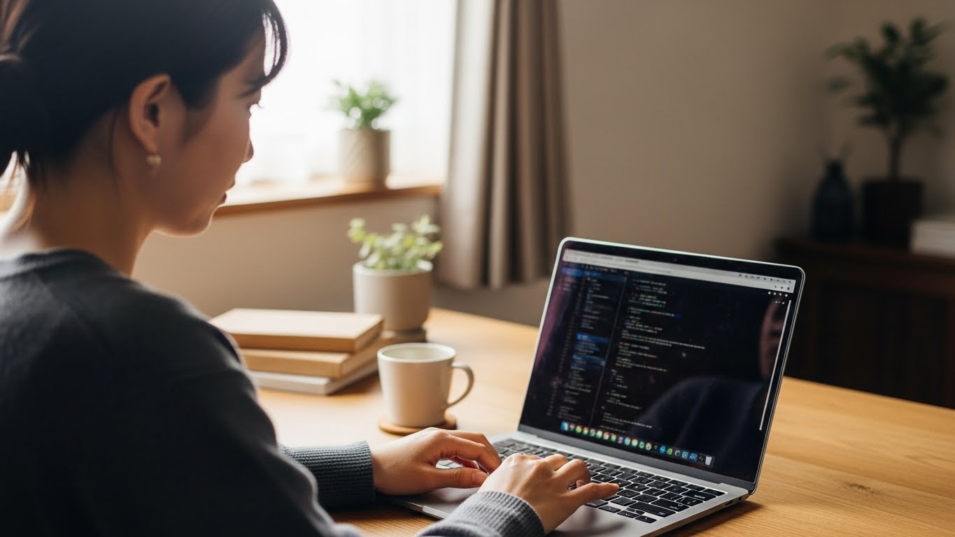 検索をする女性エンジニア